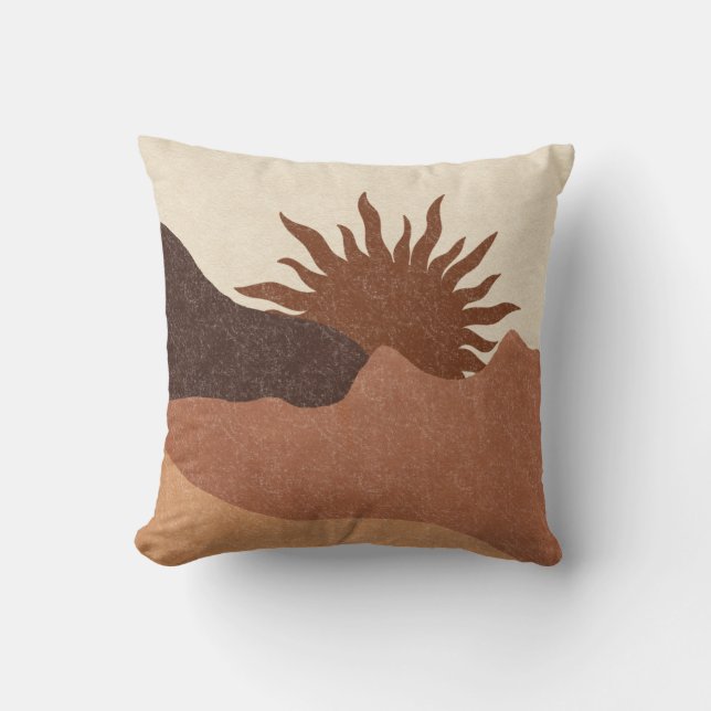 Terracotta Sun Sand Desert Abstract Fleece Blanket Throw Pillow (Front)