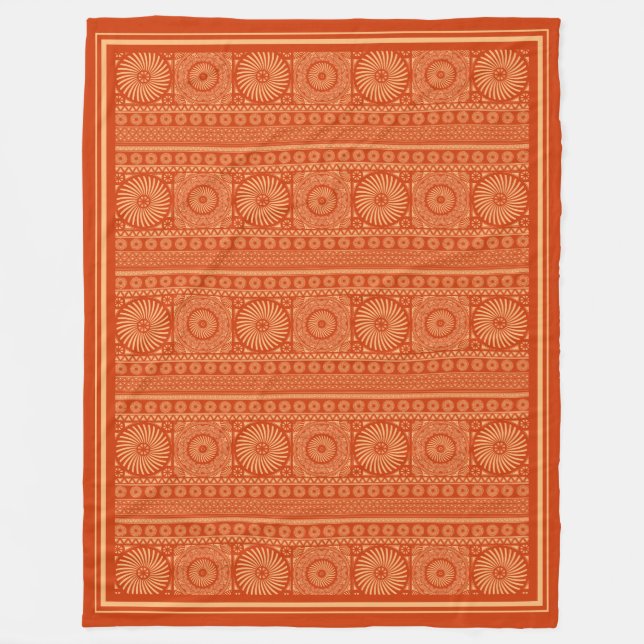 Terracotta Sun Wheel Slavic Fleece Blanket (Front)