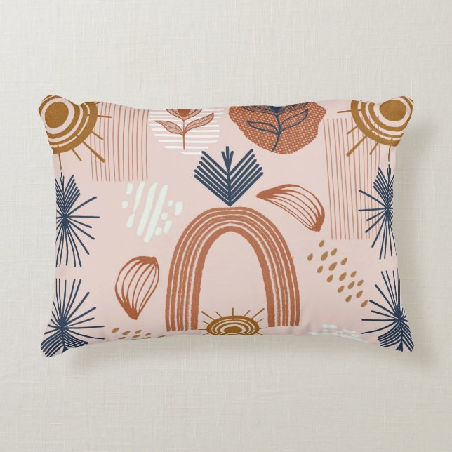 Terracotta Sunrise: Boho Harmony, Blush Pink Accent Pillow (Front)