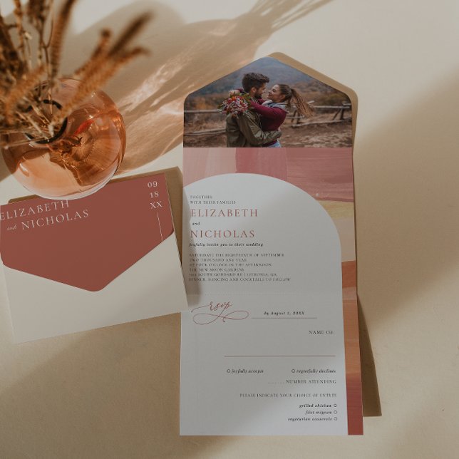 Terracotta Sunrise | Boho Wedding All In One Invitation (Creator Uploaded)