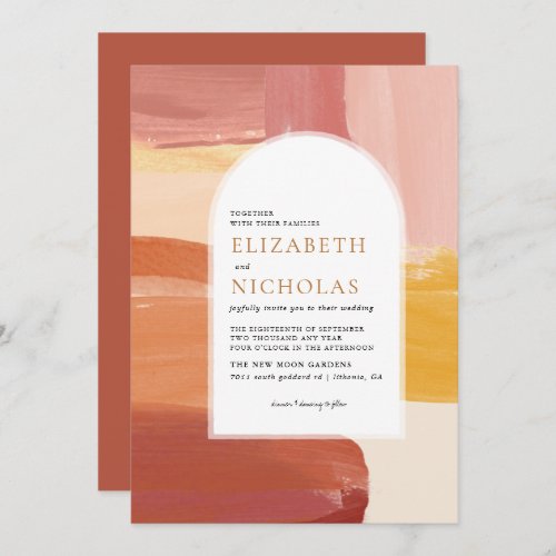 Terracotta Sunrise  Boho Wedding Invitation