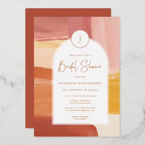 Terracotta Sunrise  Bridal Shower Invitation Foil Invitation