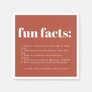 Terracotta Sunrise Wedding Fun Facts Napkins