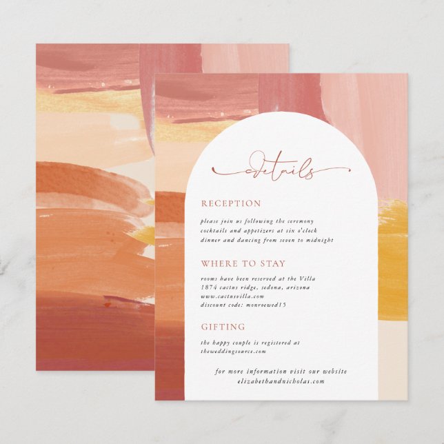 Terracotta Sunrise | Wedding Guest Details Enclosure Card (Front/Back)