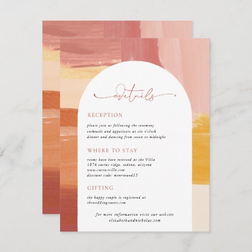 Terracotta Sunrise  Wedding Guest Details Enclosure Card