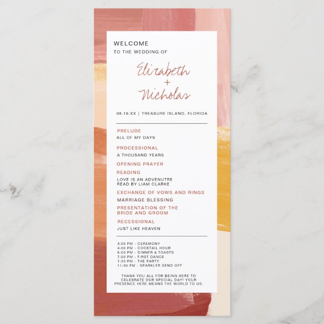 Terracotta Sunrise | Wedding Program (Front)