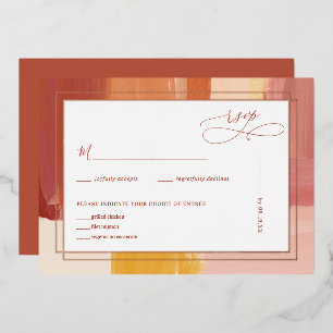 Terracotta Sunrise   Wedding RSVP Foil Invitation