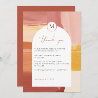 Terracotta Sunrise | Wedding Table Thank You