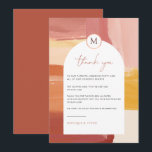 Terracotta Sunrise | Wedding Table Thank You Card<br><div class="desc">Elegant and simple wedding place setting card featuring "thank you" in a beautiful script lettering. These beautiful table cards for your guests can take the place of menu cards at the table. Add a splash of color to your tablescape and give your guests a unique keepsake! These professionally designed cards...</div>