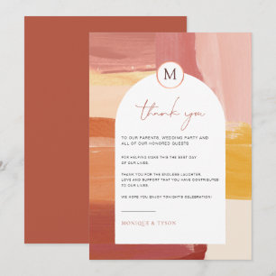 Terracotta Sunrise   Wedding Table Thank You Card
