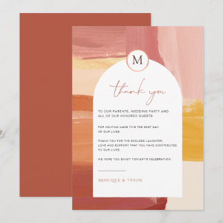 Terracotta Sunrise | Wedding Table Thank You Card