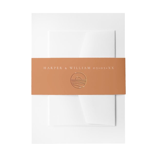 terracotta sunset wedding Invitation Belly Band (Front Example)