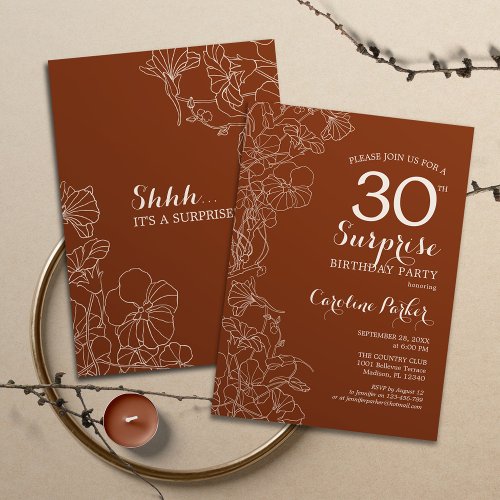 Terracotta Surprise 30th Birthday Party Invitation