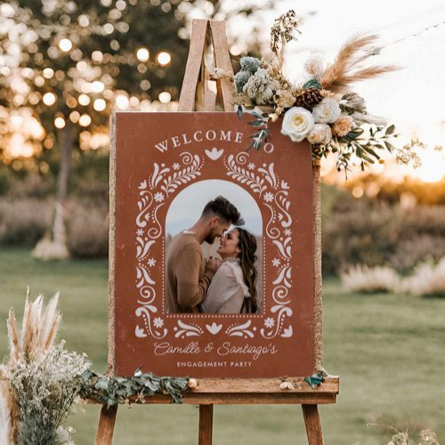 Terracotta Talavera Engagement Photo Welcome Sign