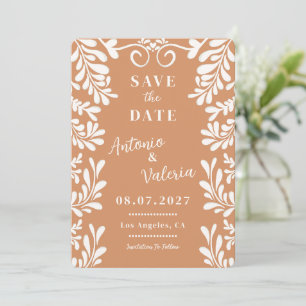 Terracotta Talavera Save the Date Mexican Wedding Invitation