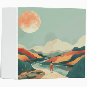Terracotta Teal Boho River Mountain Journey 3 Ring Binder