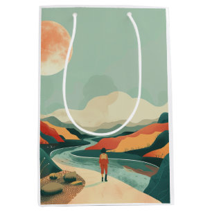 Terracotta Teal Boho River Mountain Journey Medium Gift Bag