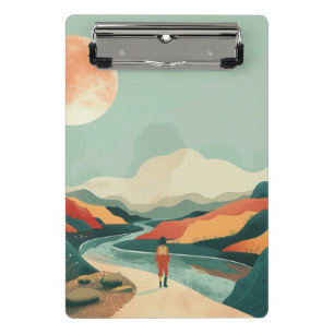 Terracotta Teal Boho River Mountain Journey Mini Clipboard