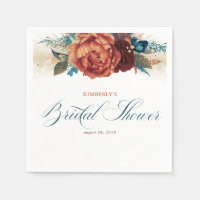 Terracotta Teal Floral Pampas Grass Bridal Shower