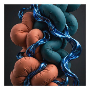 Terracotta Teal Flow - Colorful Vertical 3D Abstra Photo Print