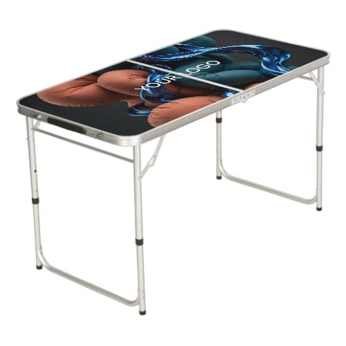 Terracotta Teal Flow - Colorful Vertical 3D  Beer Pong Table
