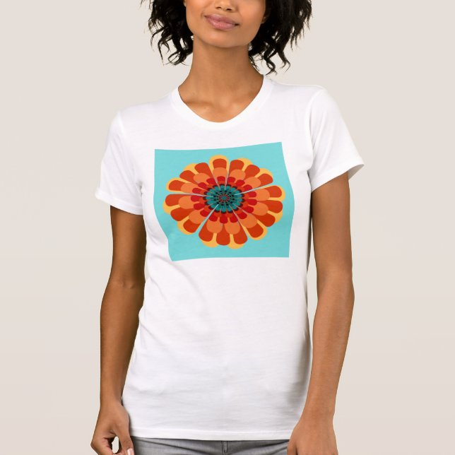 Terracotta & Teal Flower T-Shirt (Front)