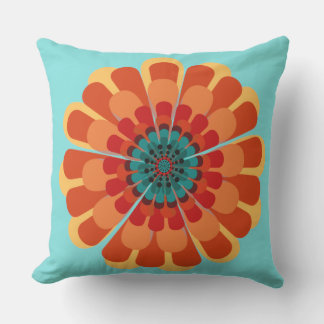 Terracotta & Teal Flower Throw Pillow