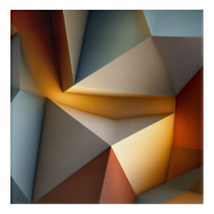 Terracotta Teal Geometric Vortex 3D Abstract Acrylic Print