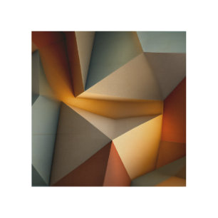 Terracotta Teal Geometric Vortex 3D Abstract Wood Wall Art