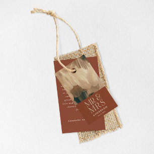 Terracotta teal Mr Mrs thank you wedding painterly Gift Tags