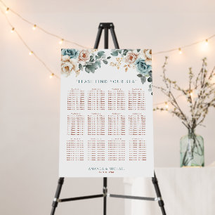 Terracotta Teal Neutral boho Wedding Seating chart Foam Board