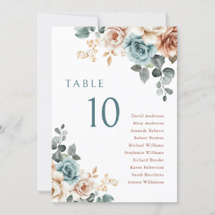 Terracotta Teal Neutral Waterco Seating Chart Card
