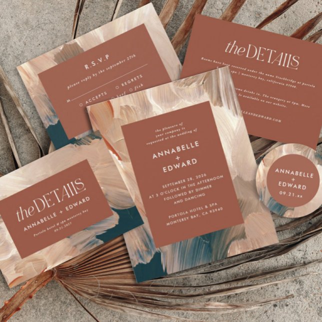 Terracotta teal painterly modern stylish wedding (Creator Uploaded)