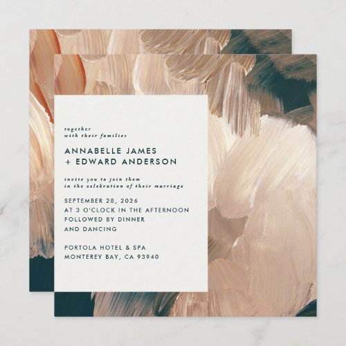 Terracotta teal painterly modern stylish wedding save the date