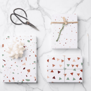 Terracotta Terrazzo Triangles & Dots Modern Wrapping Paper Sheets