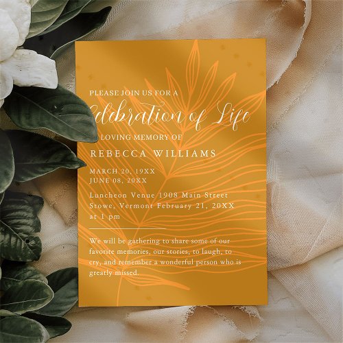 Terracotta Text Minimal Celebration of Life Invitation