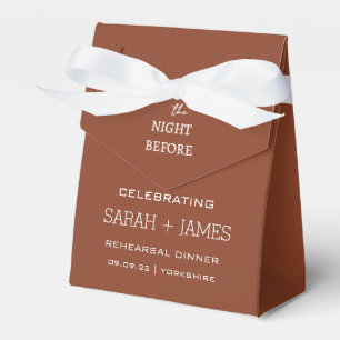 Terracotta the Night Before Rehearsal Dinner Favor Boxes