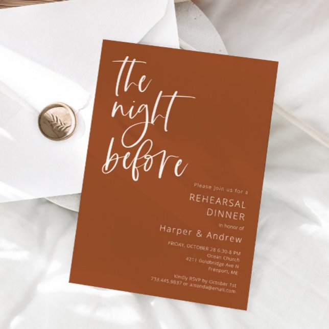 Terracotta The Night Before Rehearsal Dinner  Invitation (Creator Uploaded)