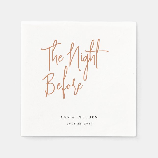 Terracotta the Night Before Rehearsal Dinner Napkins (Front)