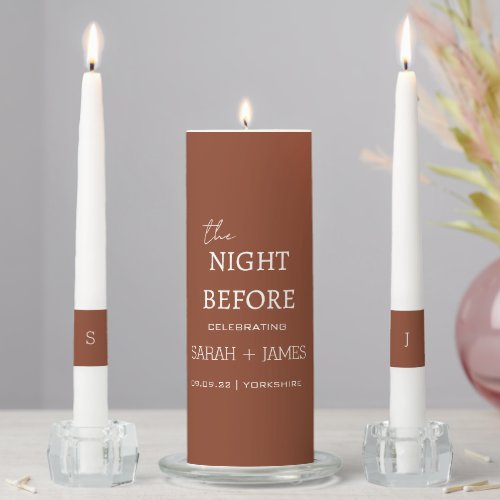 Terracotta the Night Before Rehearsal Dinner Unity Candle Set