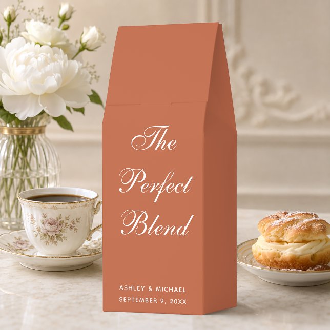 Terracotta The Perfect Blend Script Wedding Favors Roasted Coffee (Creator Uploaded)