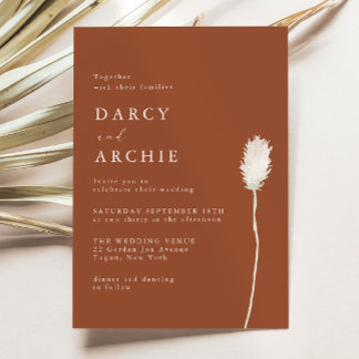 Terracotta Thistle Wedding Invitation
