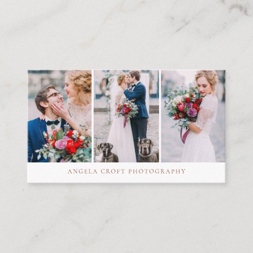 Terracotta Three Photo Collage Photographer Business Card