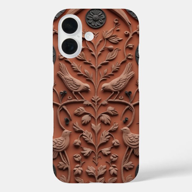 Terracotta Tile Folk Art iPhone 15 Pro Case – Indi (Back)