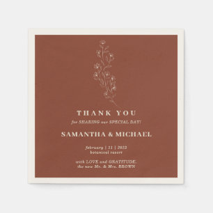 Terracotta Tiny Flower Modern Wedding Napkins