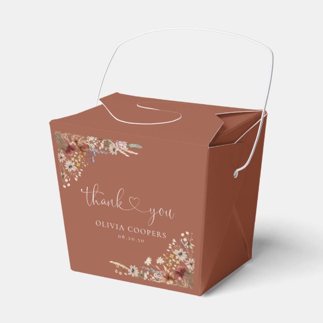 Terracotta Tiny Wildflower Baby Shower Favor Box (Front Side)