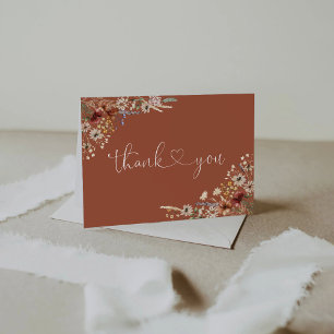 Terracotta Tiny Wildflower Baby Shower  Letterpress Thank You Card