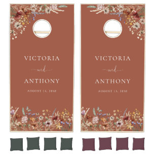 Terracotta Tiny Wildflower Bridal Shower Cornhole Set