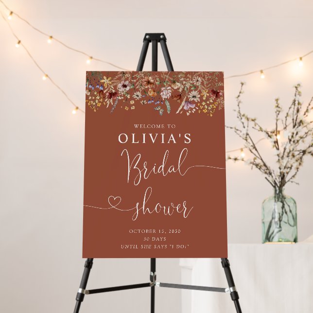 Terracotta Tiny Wildflower Bridal Shower Foam Board (In Situ (Stand))