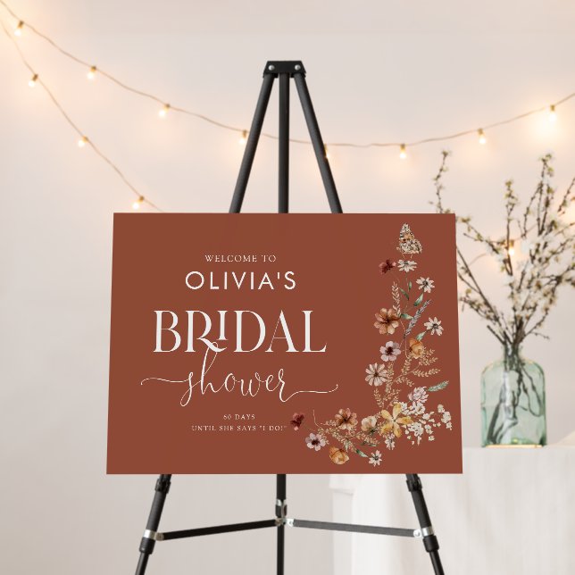 Terracotta Tiny Wildflower Bridal Shower Foam Board (In Situ (Stand))